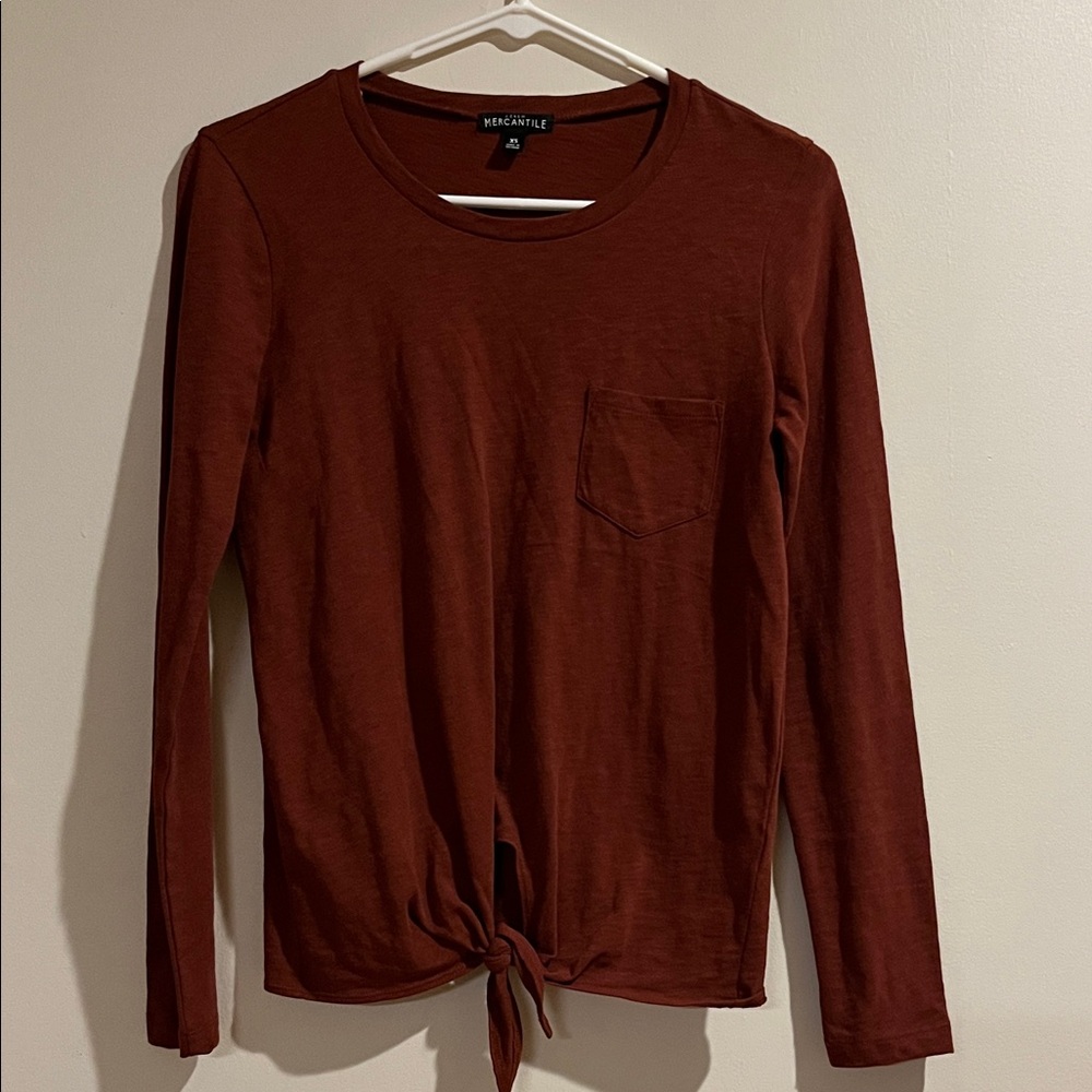 J.Crew Long Sleeve Top with Front Tie XS
